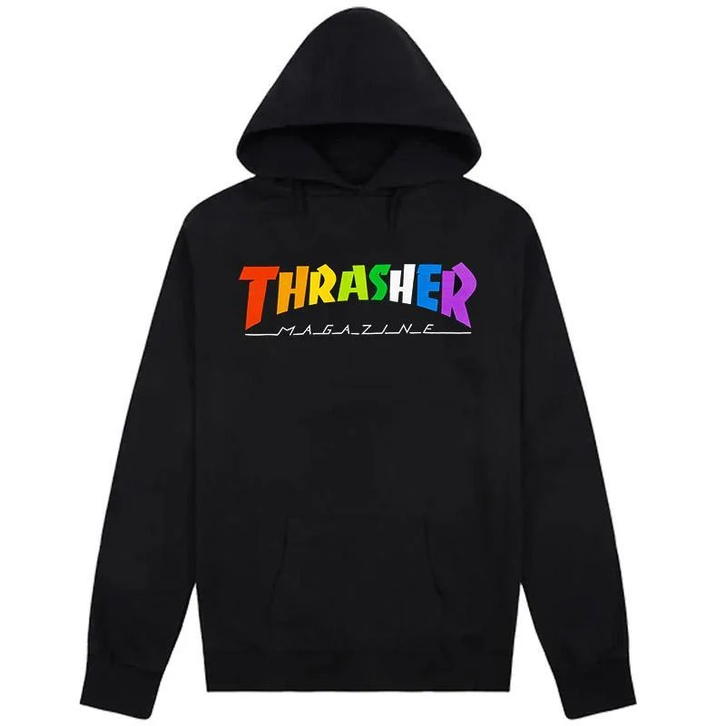 THRASHER RAINBOW LOGO HOODIE BLACK