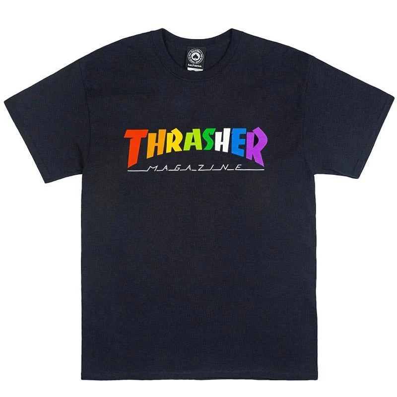 THRASHER RAINBOW MAG T-SHIRT BLACK