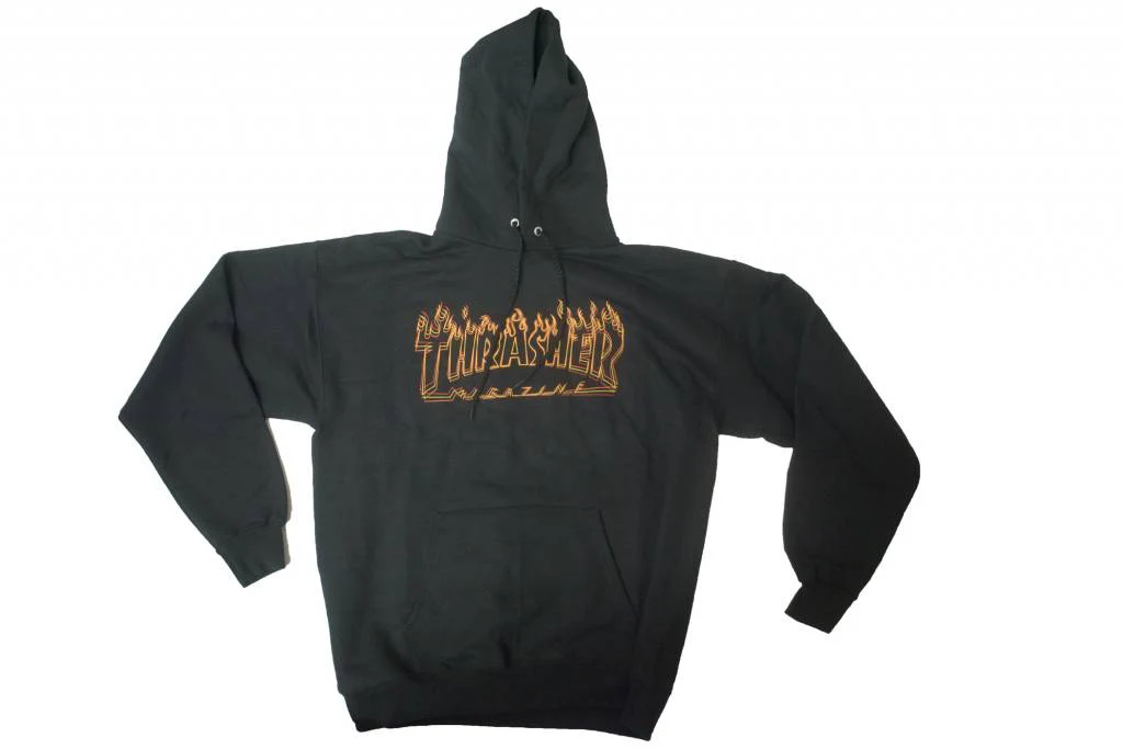 THRASHER RICHTER FLAME LOGO HOODIE BLACK