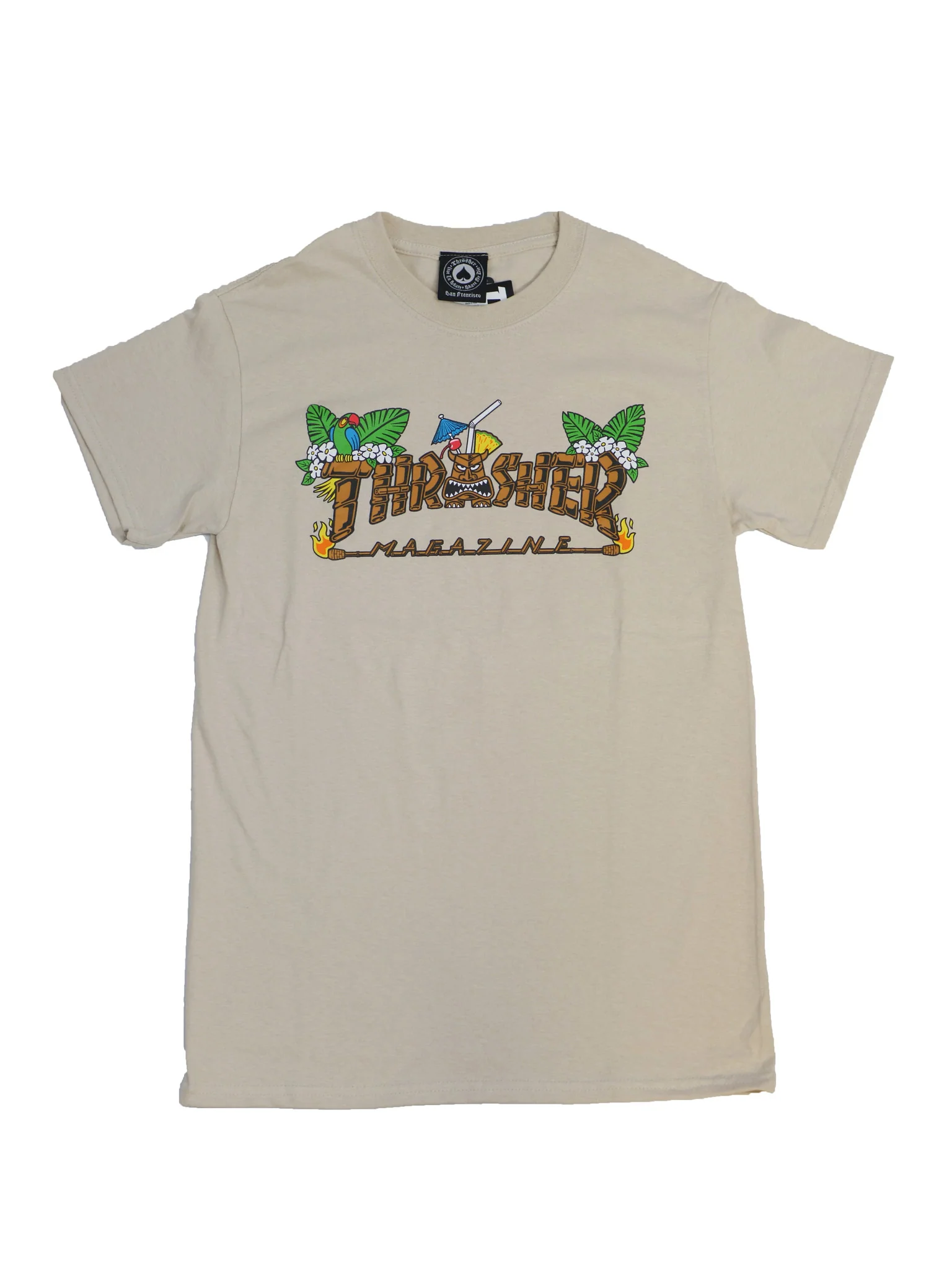THRASHER TIKI LOGO T-SHIRT SAND