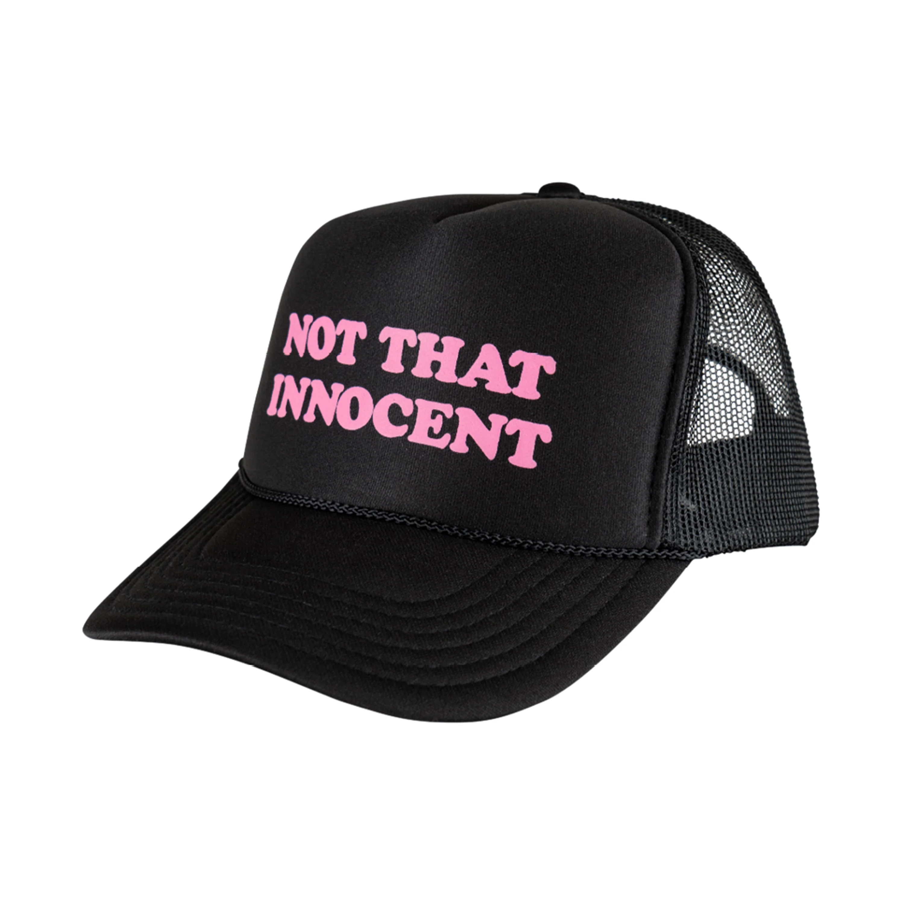 WELCOME X BRITNEY INNOCENT PUFF-PRINT TRUCKER HAT BLACK